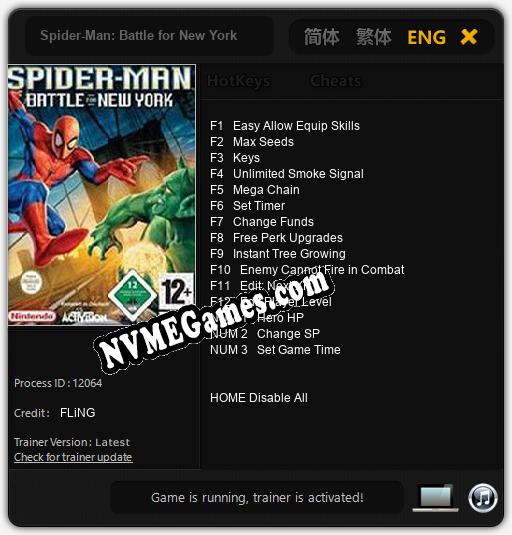 Spider-Man: Battle for New York: Treinador (V1.0.42)