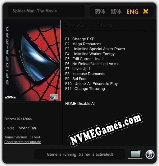 Spider-Man: The Movie: Cheats, Trainer +11 [MrAntiFan]