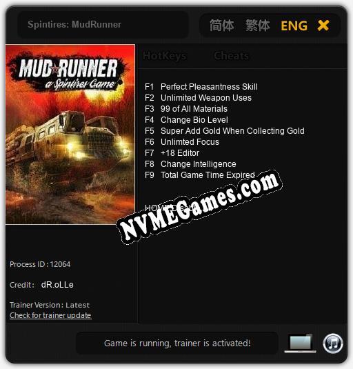 Spintires: MudRunner: Trainer +9 [v1.8]