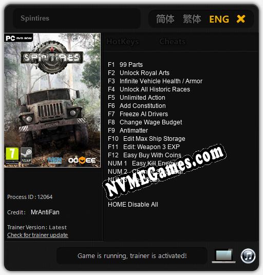 Spintires: Cheats, Trainer +15 [MrAntiFan]