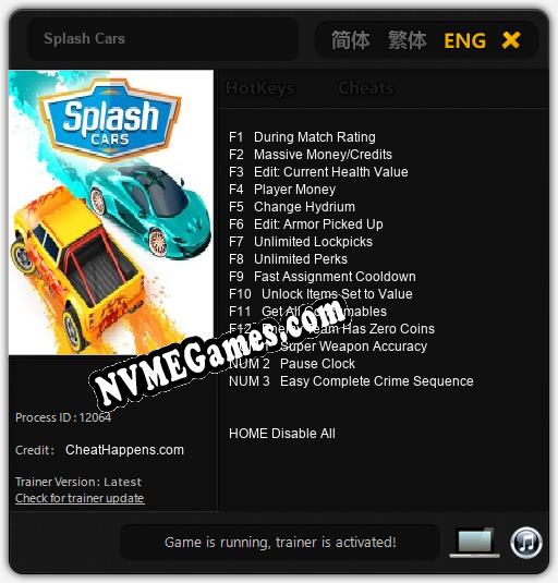 Treinador liberado para Splash Cars [v1.0.2]