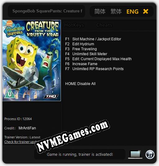 SpongeBob SquarePants: Creature from the Krusty Krab: Trainer +7 [v1.9]