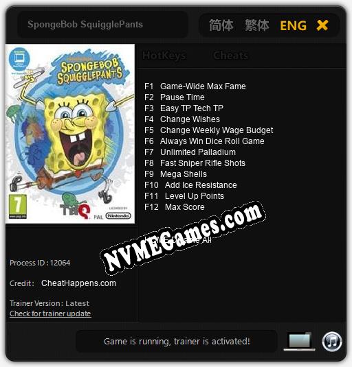 Treinador liberado para SpongeBob SquigglePants [v1.0.7]