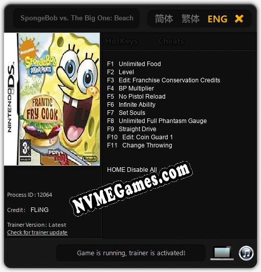 SpongeBob vs. The Big One: Beach Party Cook-Off: Trainer +11 [v1.7]