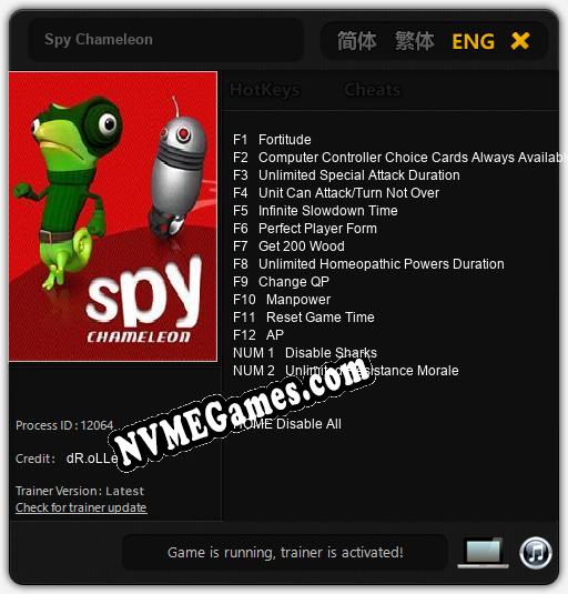 Spy Chameleon: Trainer +14 [v1.1]