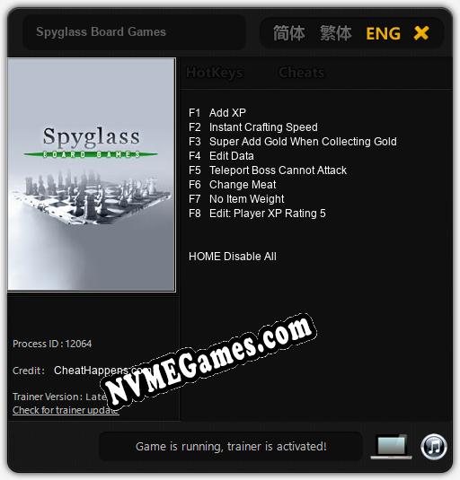 Spyglass Board Games: Trainer +8 [v1.7]