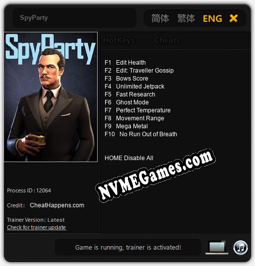 Treinador liberado para SpyParty [v1.0.3]