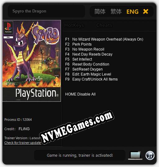 Treinador liberado para Spyro the Dragon [v1.0.9]