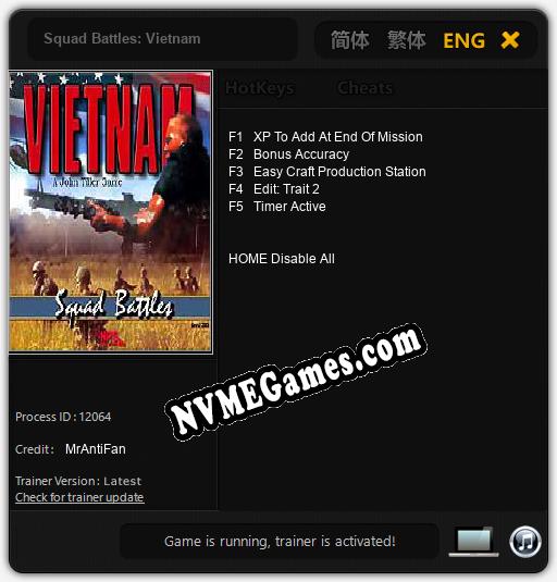 Treinador liberado para Squad Battles: Vietnam [v1.0.5]