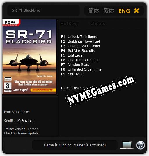 SR-71 Blackbird: Trainer +9 [v1.9]