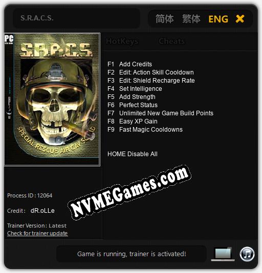 S.R.A.C.S.: Cheats, Trainer +9 [dR.oLLe]