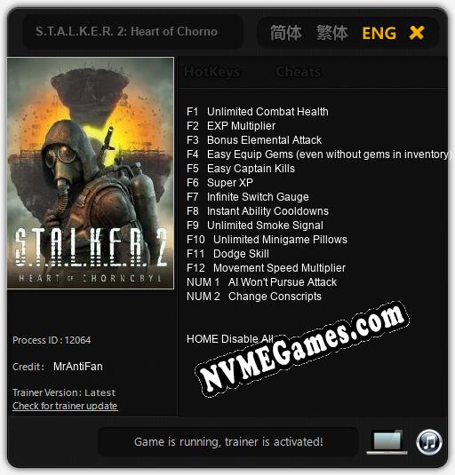 S.T.A.L.K.E.R. 2: Heart of Chornobyl: Cheats, Trainer +14 [MrAntiFan]