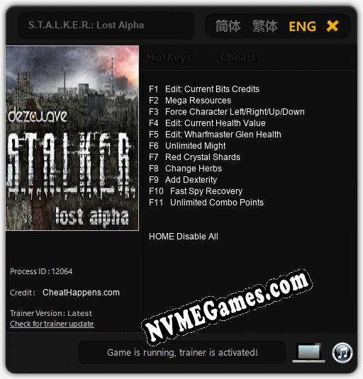 S.T.A.L.K.E.R.: Lost Alpha: Cheats, Trainer +11 [CheatHappens.com]