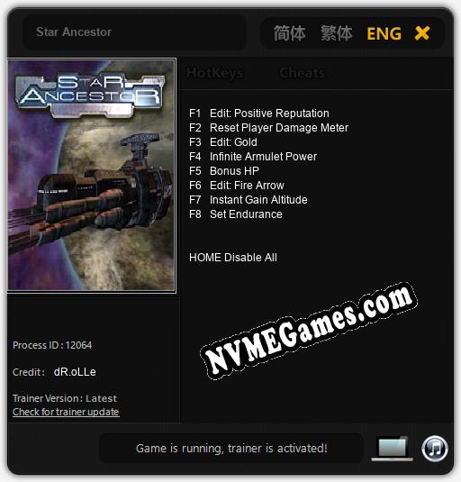 Treinador liberado para Star Ancestor [v1.0.4]