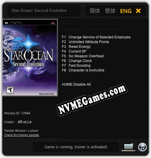 Star Ocean: Second Evolution: Cheats, Trainer +8 [dR.oLLe]