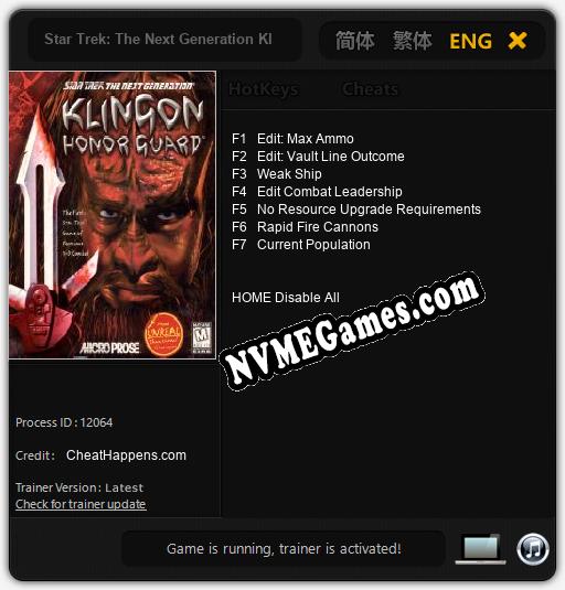 Star Trek: The Next Generation Klingon Honor Guard: Cheats, Trainer +7 [CheatHappens.com]