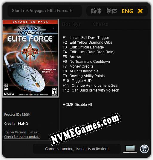 Treinador liberado para Star Trek Voyager: Elite Force: Expansion Pack [v1.0.9]