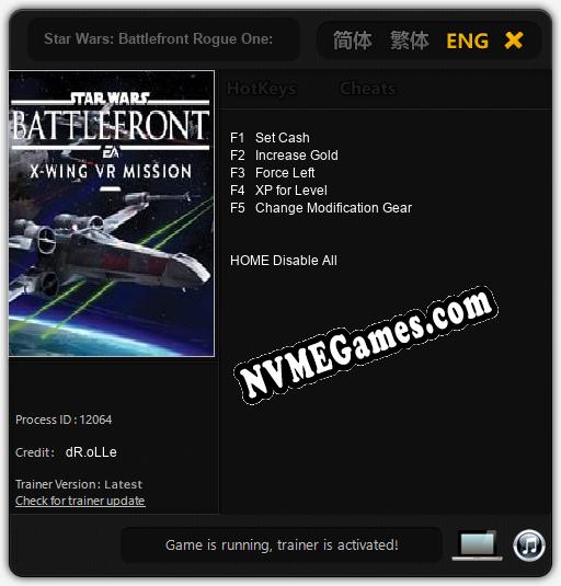 Star Wars: Battlefront Rogue One: X-Wing VR Mission: Trainer +5 [v1.1]