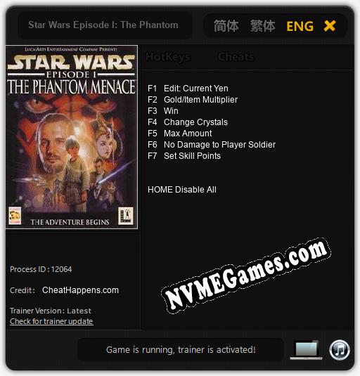 Star Wars Episode I: The Phantom Menace: Treinador (V1.0.8)