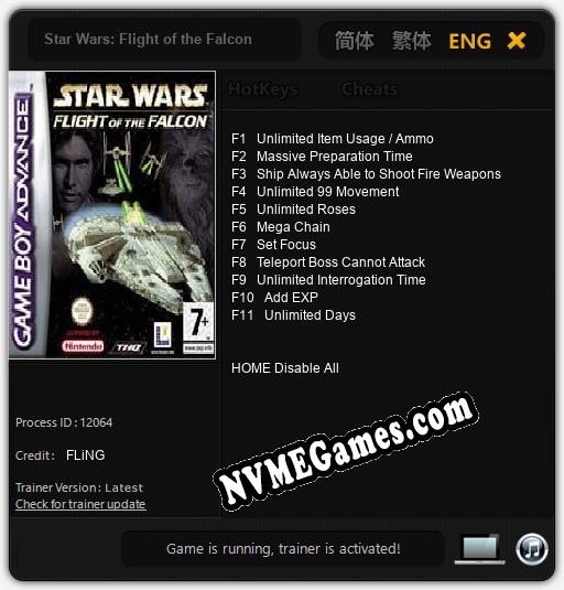 Star Wars: Flight of the Falcon: Cheats, Trainer +11 [FLiNG]