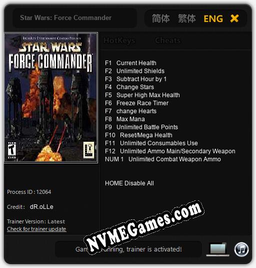 Treinador liberado para Star Wars: Force Commander [v1.0.4]