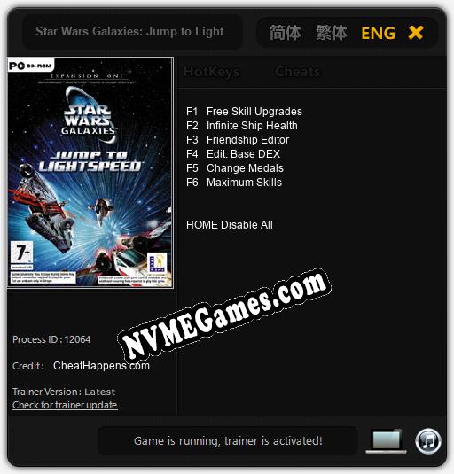 Treinador liberado para Star Wars Galaxies: Jump to Lightspeed [v1.0.1]