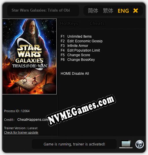 Treinador liberado para Star Wars Galaxies: Trials of Obi-Wan [v1.0.8]