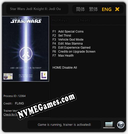 Star Wars Jedi Knight II: Jedi Outcast: Trainer +7 [v1.3]