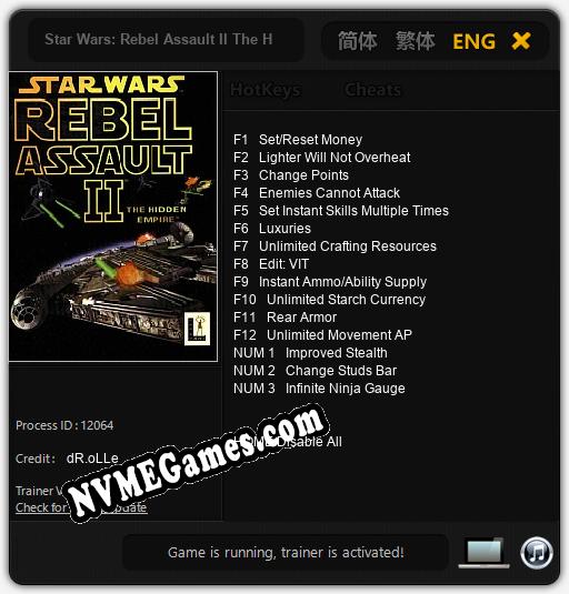 Star Wars: Rebel Assault II The Hidden Empire: Treinador (V1.0.50)