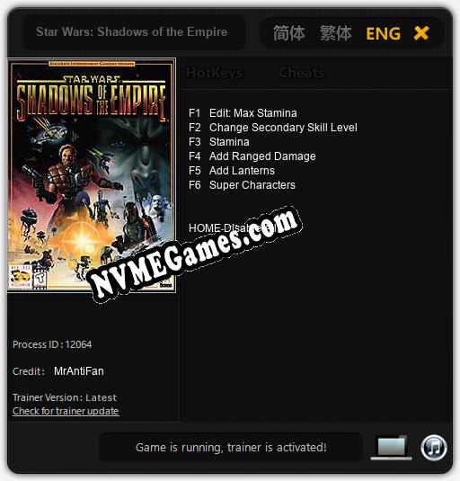 Star Wars: Shadows of the Empire: Cheats, Trainer +6 [MrAntiFan]