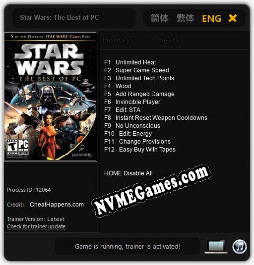 Star Wars: The Best of PC: Trainer +12 [v1.8]