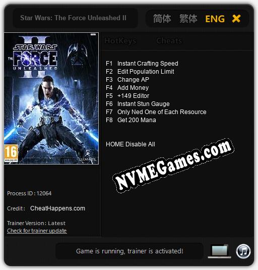 Star Wars: The Force Unleashed II: Cheats, Trainer +8 [CheatHappens.com]