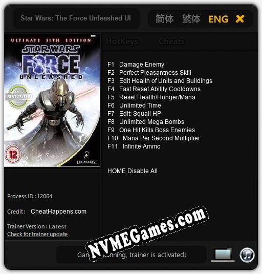 Star Wars: The Force Unleashed Ultimate Sith Edition: Cheats, Trainer +11 [CheatHappens.com]