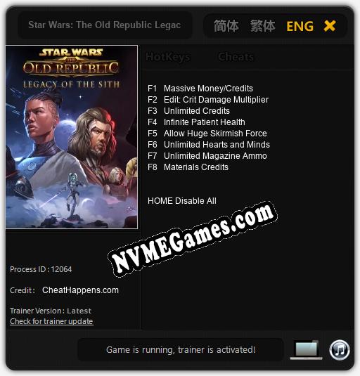 Star Wars: The Old Republic Legacy of the Sith: Cheats, Trainer +8 [CheatHappens.com]