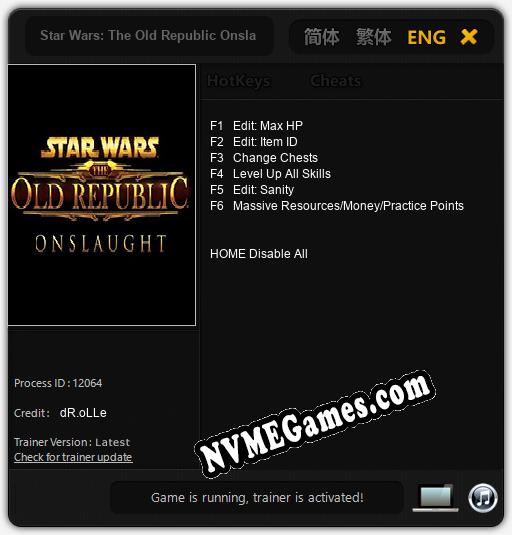 Star Wars: The Old Republic Onslaught: Trainer +6 [v1.5]