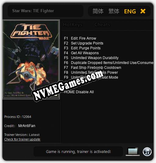 Star Wars: TIE Fighter: Cheats, Trainer +9 [MrAntiFan]