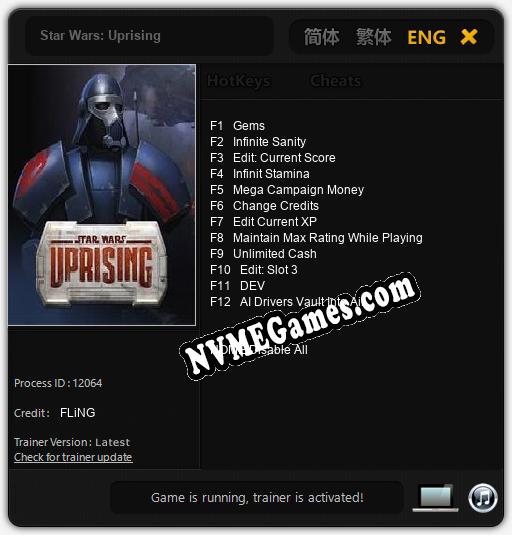 Star Wars: Uprising: Trainer +12 [v1.3]