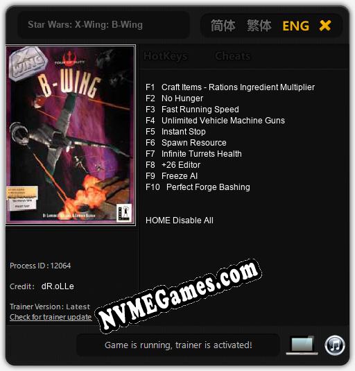 Star Wars: X-Wing: B-Wing: Cheats, Trainer +10 [dR.oLLe]