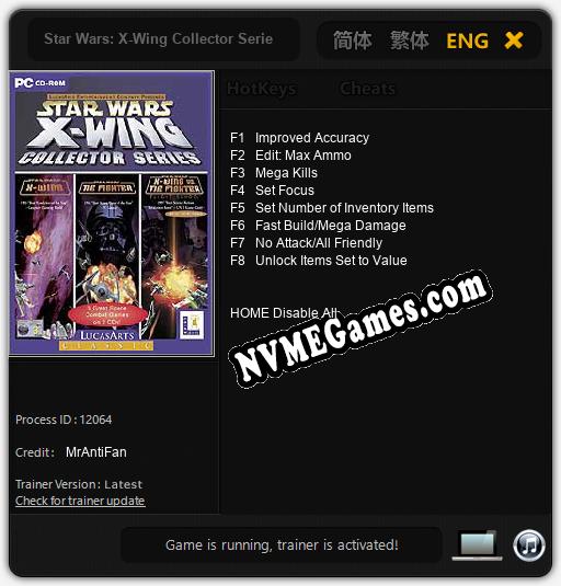 Star Wars: X-Wing Collector Series: Cheats, Trainer +8 [MrAntiFan]