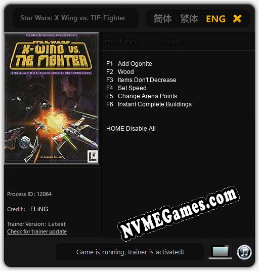 Treinador liberado para Star Wars: X-Wing vs. TIE Fighter [v1.0.9]