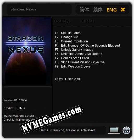 Starcom: Nexus: Trainer +9 [v1.9]