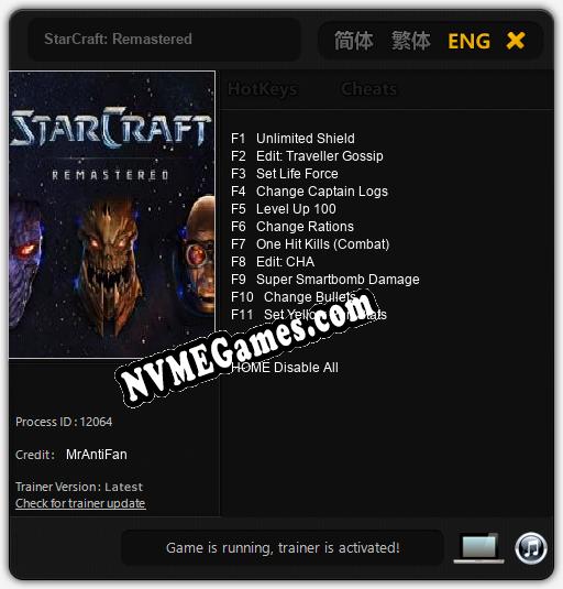 StarCraft: Remastered: Treinador (V1.0.90)