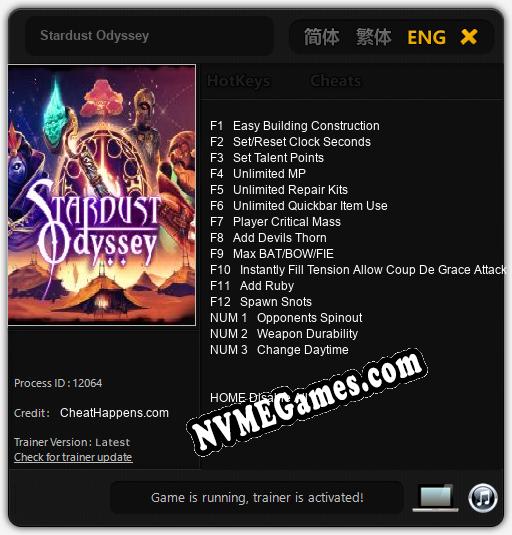 Stardust Odyssey: Cheats, Trainer +15 [CheatHappens.com]