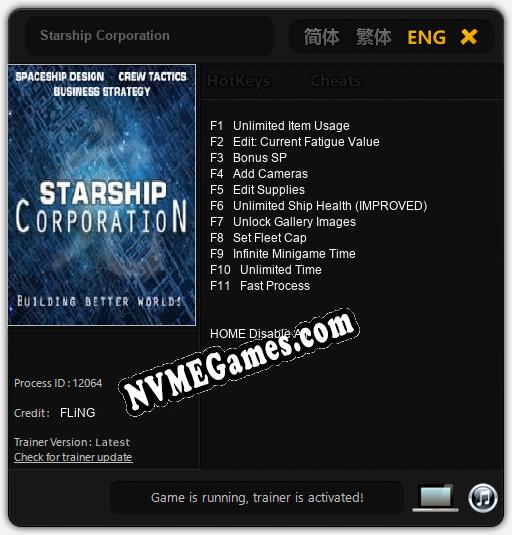 Starship Corporation: Cheats, Trainer +11 [FLiNG]