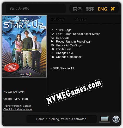 Start Up 2000: Trainer +8 [v1.7]