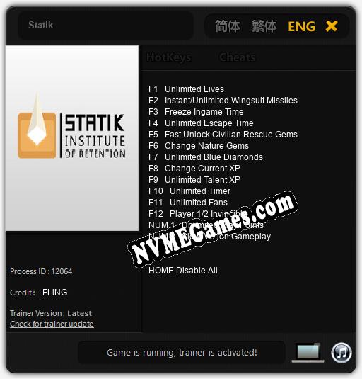 Statik: Trainer +14 [v1.4]