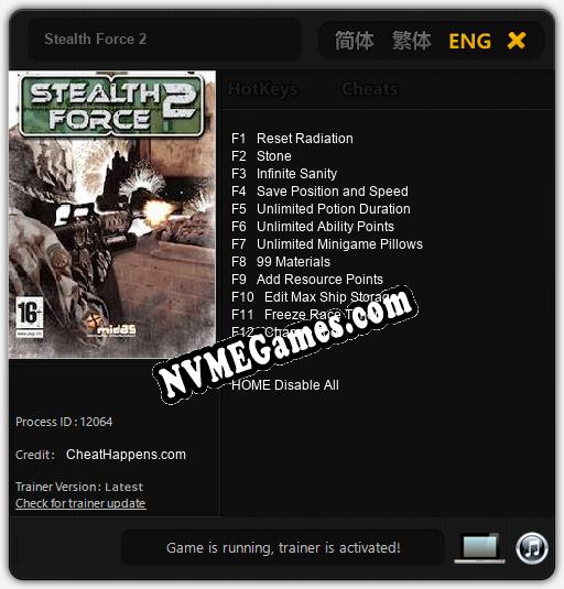 Stealth Force 2: Trainer +12 [v1.8]