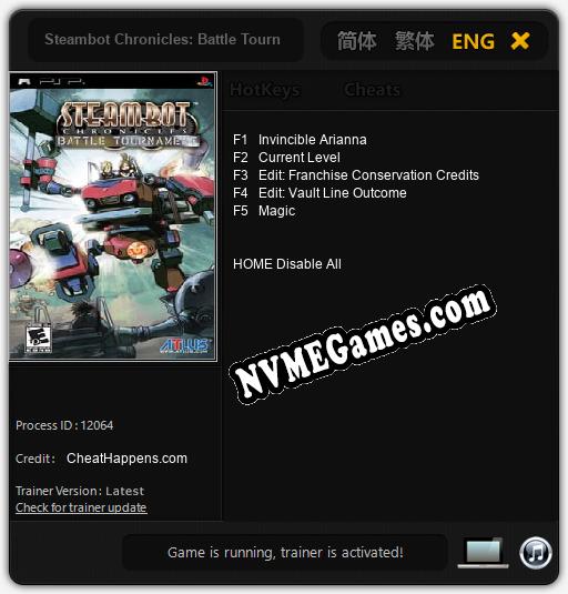 Treinador liberado para Steambot Chronicles: Battle Tournament [v1.0.7]