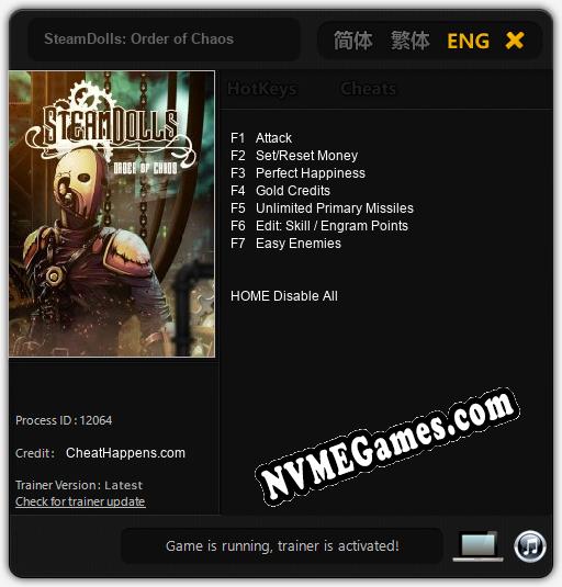 SteamDolls: Order of Chaos: Cheats, Trainer +7 [CheatHappens.com]