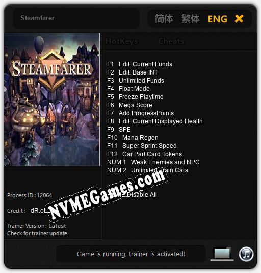 Steamfarer: Trainer +14 [v1.4]